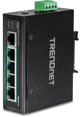 Produktbild von TRENDnet 5-Port Industrieller Gigabit PoE+ DIN-Rail-Switch