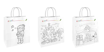 Produktbild von 3 TSI Geschenktaschen Weihnachten Ausmaltüten Motiv sortiert 18,0 x 23,0 cm