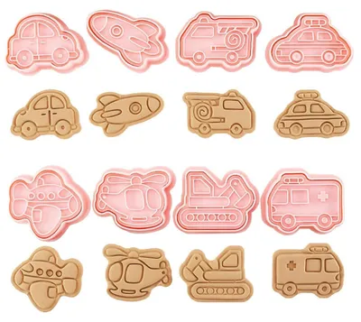 Image de Ensemble de 8 emporte-pièces en plastique, idéal pour les biscuits, les gâteaux, le fondant