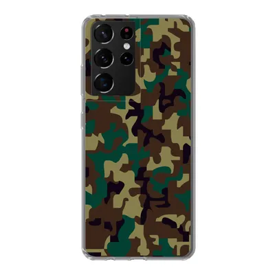 Produktbild von MuchoWow® Handyhülle Schutzhülle Hülle für Samsung Galaxy S21 Ultra Camouflage-Muster mit dunklen Farben Silikon Softcase Handy Hülle - Mobiltelefon