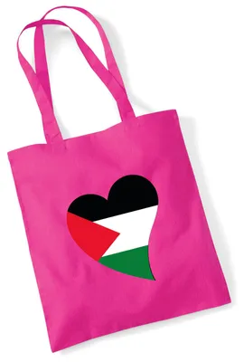 Produktbild von Huuraa Jutebeutel Palästina Flagge Herz 10 Liter Fuchsia Baumwolle Tasche Geschenkidee