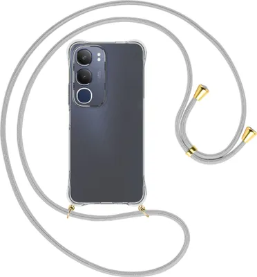 Produktbild von Handykette Backcover-Schutzhülle mit Band (Metall goldfarben) für Vivo Y19S 4G - silbergrau
