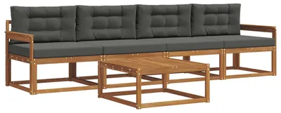 Produktbild von vidaXL Outdoor-Sofagarnitur mit Kissen 5 pcs Natur und Anthrazit