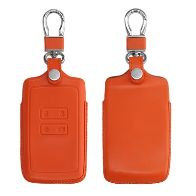 Produktbild von kwmobile Autoschlüssel Hülle kompatibel mit Renault 4-Tasten Smartkey Autoschlüssel (nur Keyless Go) - Leder Schutzhülle Schlüsselhülle Orange