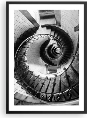 Produktbild von Gerahmtes Poster - Schwarzer Rahmen - Treppe Spirale Perspektive - 50x70 cm - Wand Bild - Wanddeko - Wandbilder - Kunstposter - Wandposter - Bilderrahmen - Bilder - Kunstdruck - P2BPA50x70-4384