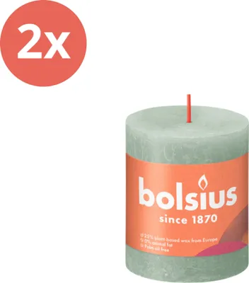Immagine prodotto di Bolsius - Candela a colonna rustica - 80/68 - 1 pezzo per confezione - Verde giada - Value pack - 2 pezzi