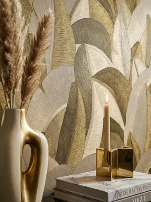 Newroom Vliestapete Floryn Beige Gold Blumen, Wohnbeispiel