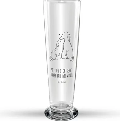Produktbild von Mr. & Mrs. Panda Bierglas Hunde Liebe - Transparent - Geschenk, Sprüche, Herz, Trinkglas, Optimitisch, Glasbecher, Bier Glas, Bierbecher, Hund, Glaube, Glasbierglas