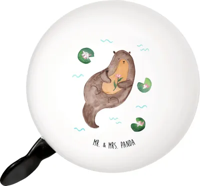 Produktbild von Mr. & Mrs. Panda radklingel Otter Seerose - Weiß - Geschenk, Wasser, glücklich, Fluss, glocke fahrrad, Klingel Für, Fahrradklingel, Fahrrad-Klingel, Seeotter