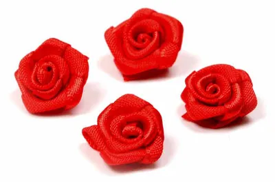 Produktbild von Vintageparts Aufnäher Rosen rot Polyester Blüte 11,6mm 20 Stück