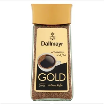 A jar of Dallmayr Gold instant coffee.