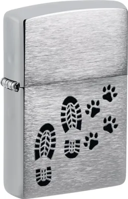 Immagine prodotto di Accendino Zippo Footprints Design cromato antivento a benzina