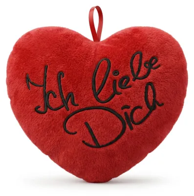 Herzkissen aus Plüsch, 35 cm, weich, mit Stickerei "Ich liebe Dich"