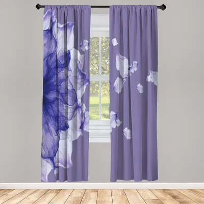 Produktbild von ABAKUHAUS Blume Vorhänge 2 Panel Set für Wohnzimmer Schlafzimmer Dekor, Abstrakt Themed Modern Futuristisches Bild Mit Wasser Wie Farbigen Grafik Druck, 150 cm x 245 cm, Lavendel Blau