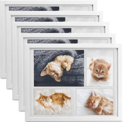 Immagine prodotto di Bomoe 5x cornici per foto 10x15 cm e 15x21 cm per 4 foto, bianco