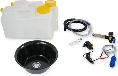 Immagine prodotto di 230V mini cucina da campeggio kit cucina lavello rotondo 28cm scuro lavello camper