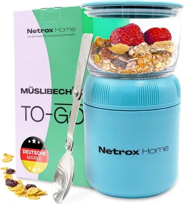 Produktbild von Müsli-Becher To Go - Luftdicht und Auslaufsicher - Blau