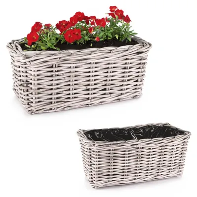 Produktbild von Rattan Pflanzkübel als rechteckige Pflanztöpfe in 32, 48 cm