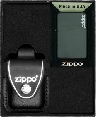 Produktbild von Feuerzeug-Set ZIPPO BLACK MATTE LOGO Geschenk No3