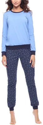 Image de Pyjama deux pièces pour femme Merry Style, long, coloré et à motifs, MS10-268 (bleu/étoiles bleu marine, XXL)