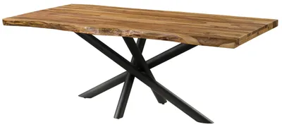 Immagine prodotto di MASSIVMOEBEL24 | Tavolo da pranzo in legno di sheesham 180x90x76 sabbiato naturale / gambe mikado antracite matt FREEFORM 5