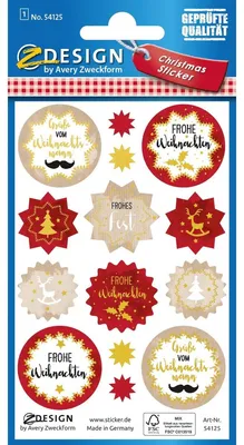 Produktbild von AVERY Zweckform ZDesign Weihnachts-Sticker "Wünsche" 1 Blatt à 14 Etiketten