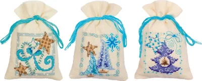 Produktbild von Vervaco "Weihnachten" Kreuzstich-Stickset mit 3 Kräutersäckchen, 8x12cm