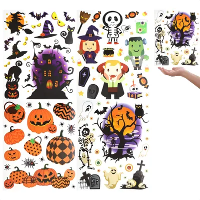 Produktbild von com-four® 4x Halloween-Fensteraufkleber - selbstklebende Fensterbilder - Fensterdekoration - Fenstersticker mit Halloweenmotiven [Auswahl variiert]