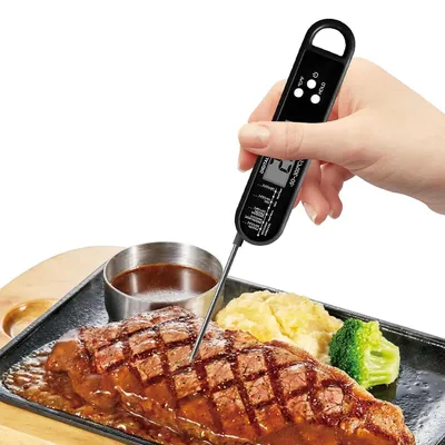 Produktbild von Lebensmittelthermometer,mit LCD-Anzeige,180°klappbarer Sonde,Messbereich–50 bis 300°C,±0,8°CGenauigkeit,für Steak,Grill, Flüssigkeiten und n