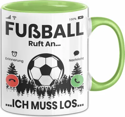 Produktbild von Fussballer Tasse Geschenk Fussballspieler Geschenkidee Fußball Ruft An Kaffee-Becher (Grün)