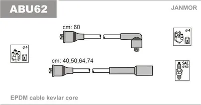 Produktbild von JANMOR ABU62 Zündkabelsatz Zündleitungssatz für VW GOLF III (1H1) Golf IV Cabrio (1E) Golf III Cabrio (1E7) GOLF III Variant (1H5) für SEAT Ibiza II