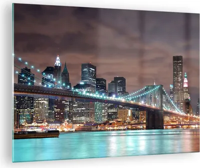 Produktbild von Bilder auf glas - Stadt Brücke Wolkenkratzer - 70x50cm - Glasbilder - Wandbilder - Kunstdruck - zum Aufhängen bereit - Wanddekoration aus Glas - Glas Bilder - Wandbild auf Glas - GAA70x50-0218