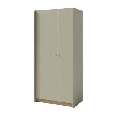 Produktbild von Kleiderschrank ALEX, Drehtürenschrank mit 2 Türen, 90×195 cm, mit Kleiderstange & 8 Einlegeböden, Eukalyptus