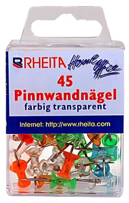 Produktbild von Rheita Pinnwandnägel,transparent, 45 Stück in Klarsichtbox