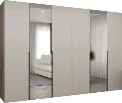 Produktbild von MEBLE KRYSPOL, Kleiderschrank Spiegel, 300x202x52, Kaschmir, Griff Schwarz