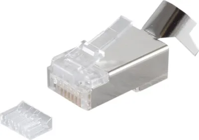 Produktbild von S/CONN maximum connectivity Modularstecker-Netzwerk Modular Stecker 8polig, 8 Kontakte belegt, geschirmt, vergoldete Kontakte, 50µ, mit Einführhilfe und Zugentlastung fürCat.7 Rohkabel (72062-R)