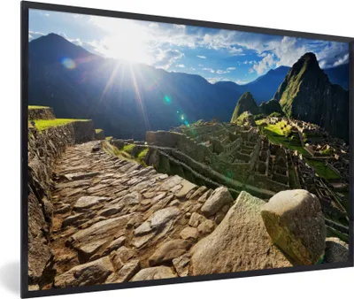 Produktbild von MuchoWow® MuchoWow® Gerahmtes Poster Abendsonne über Machu Picchu Peru 60x40 cm - Poster mit zchwarzem Bilderrahmen - Printing - Wanddeko Schlafzimmer