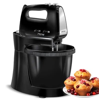 Handmixer 750 W, 3 l Edelstahlschüssel, regelbare Geschwindigkeit