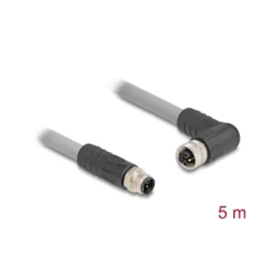 Immagine prodotto di Delock - Cavo sensore - M12 (5 pin) (M) gerade zu M12 (5 pin) (W) rechtwinklig 16 A - 5,0m - silikonfrei, L-codiert