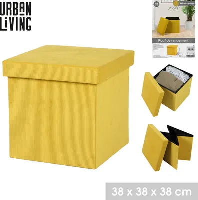 Produktbild von Urban Living Sitzhocker faltbar Sitzwürfel "VELOURS COTELÉ" 53510 gelb