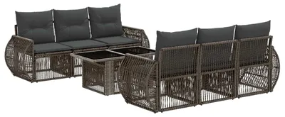 Produktbild von vidaXL Gartensofa-set 7 stk. Grau und Dunkelgrau Poly-Rattan