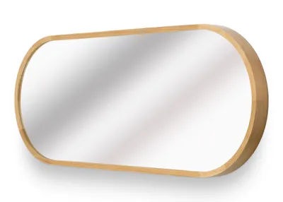 Produktbild von STOLARNIA PIKA Oval Spiegel mit Holz Eiche (100x38 cm) - Wandspiegel mit Holzrahmen - Ovaler Badspiegel für Badezimmer, Flur, Wohnzimmer, Schlafzimmer