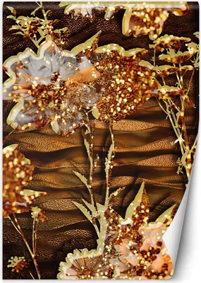 Produktbild von Vlies fototapete Goldene Blumen 100x140 cm Feeby Gold inkl. Kleber einfache Montage