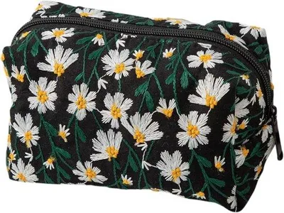 Immagine prodotto di Trousse da trucco da donna - grande borsa con cerniera e motivo floreale