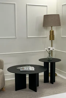 Produktbild von Skye Decor, Hochwertiges Kaffeetisch-Set (2 Teile), Schwarz, 80 x 42 x 80 cm & 50 x 45 x 50 cm | 100% MDF, Stärke: 18 mm | Modernes Design für stilvolle Wohnräume.