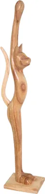 Produktbild von Deko-Katze aus Holz – gestreckt