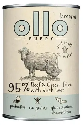 Image de Ollo Puppy Umami Nourriture humide pour chiens avec panse et foie de canard, 400 g