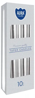 Produktbild von AURA s30-271 Konische Tischkerzen Silber Metallic 10 Stück