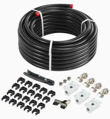 Obrázok produktu pre Súprava hadíc VEVOR na stlačený vzduch, 30,48 m x 19,05 mm hadica na stlačený vzduch, hliníkový systém potrubia na stlačený vzduch HDPE, čierna farba