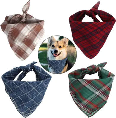 Productafbeelding van Honden Bandana Set - Huisdier Sjaals - Dagelijkse Decoratie - Verstelbare Katoen Stof - 45x45 cm - 4 Kleuren